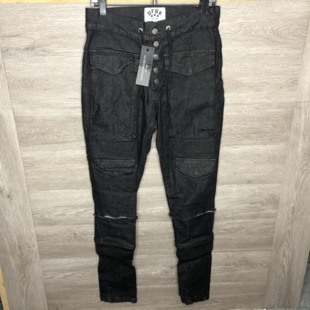 Defend Brooklyn 32 Moto Button Fly Destroy Jeans